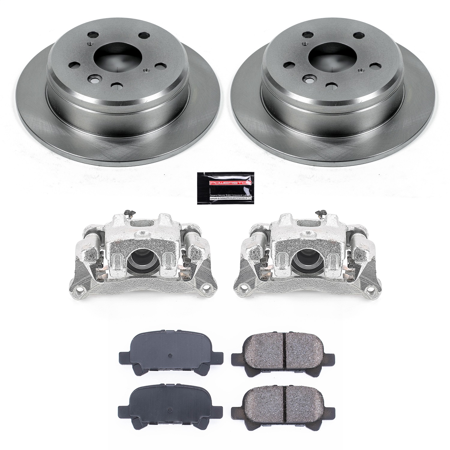 Power Stop - KCOE1083A - Rear - Disc Brake Pad/Caliper and Rotor Kit