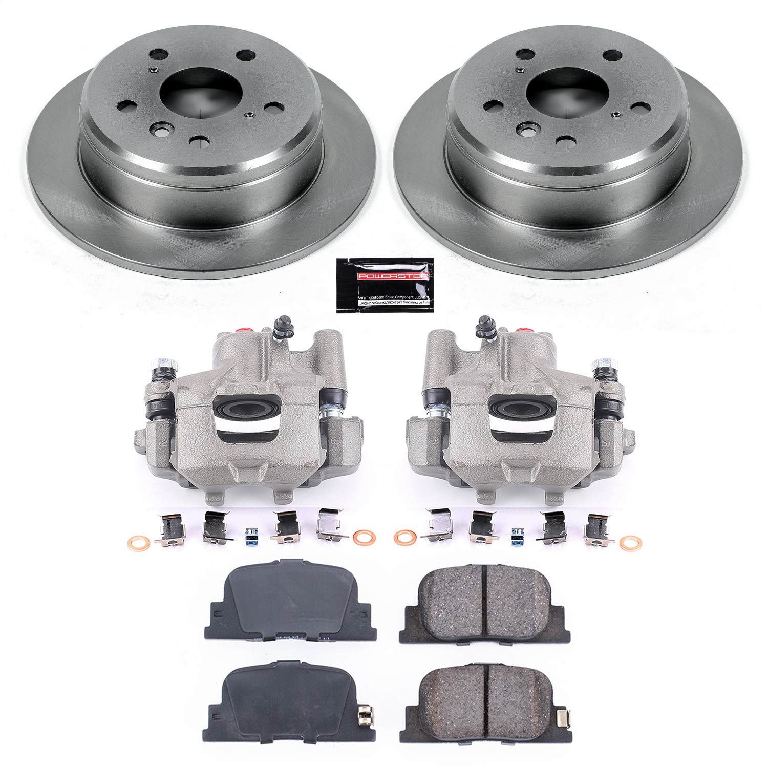 Power Stop - KCOE1084 - Rear - Disc Brake Pad/Caliper and Rotor Kit
