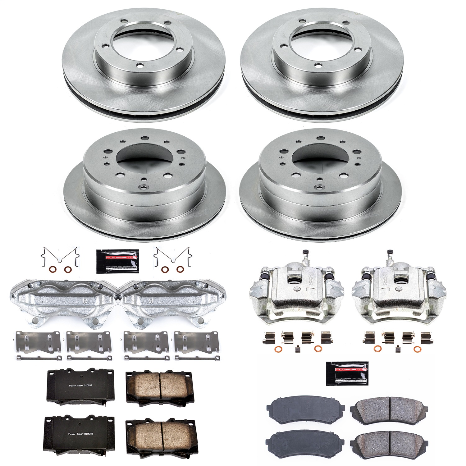 Power Stop - KCOE1133 - Front and Rear - Disc Brake Pad/Caliper and Rotor Kit