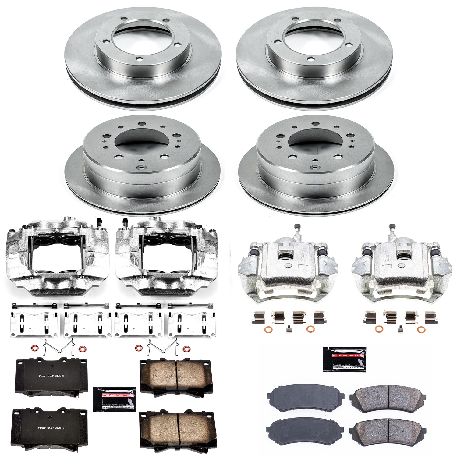 Power Stop - KCOE1133A - Front and Rear - Disc Brake Pad/Caliper and Rotor Kit