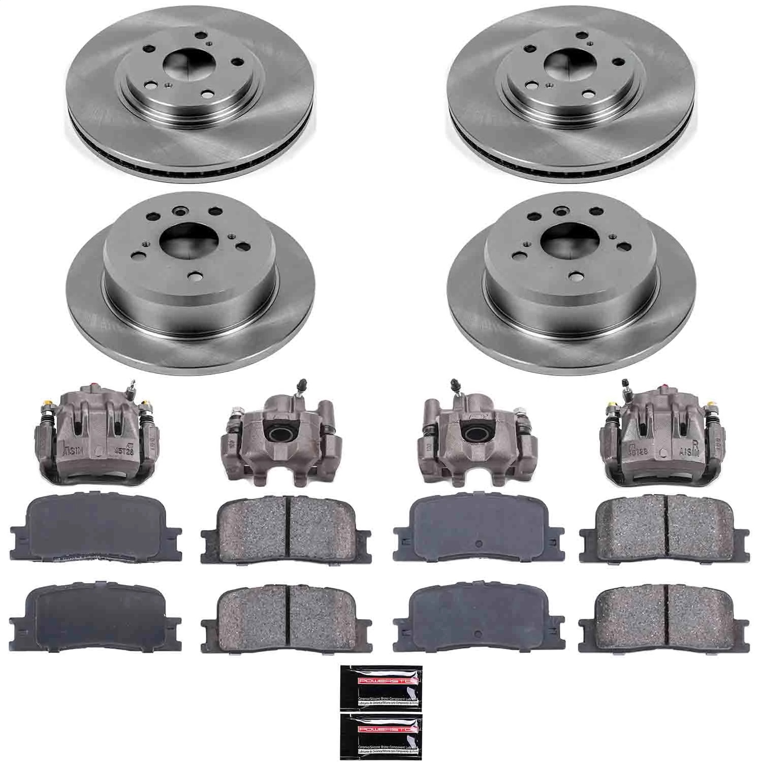 Power Stop - KCOE1142 - Front and Rear - Disc Brake Pad/Caliper and Rotor Kit