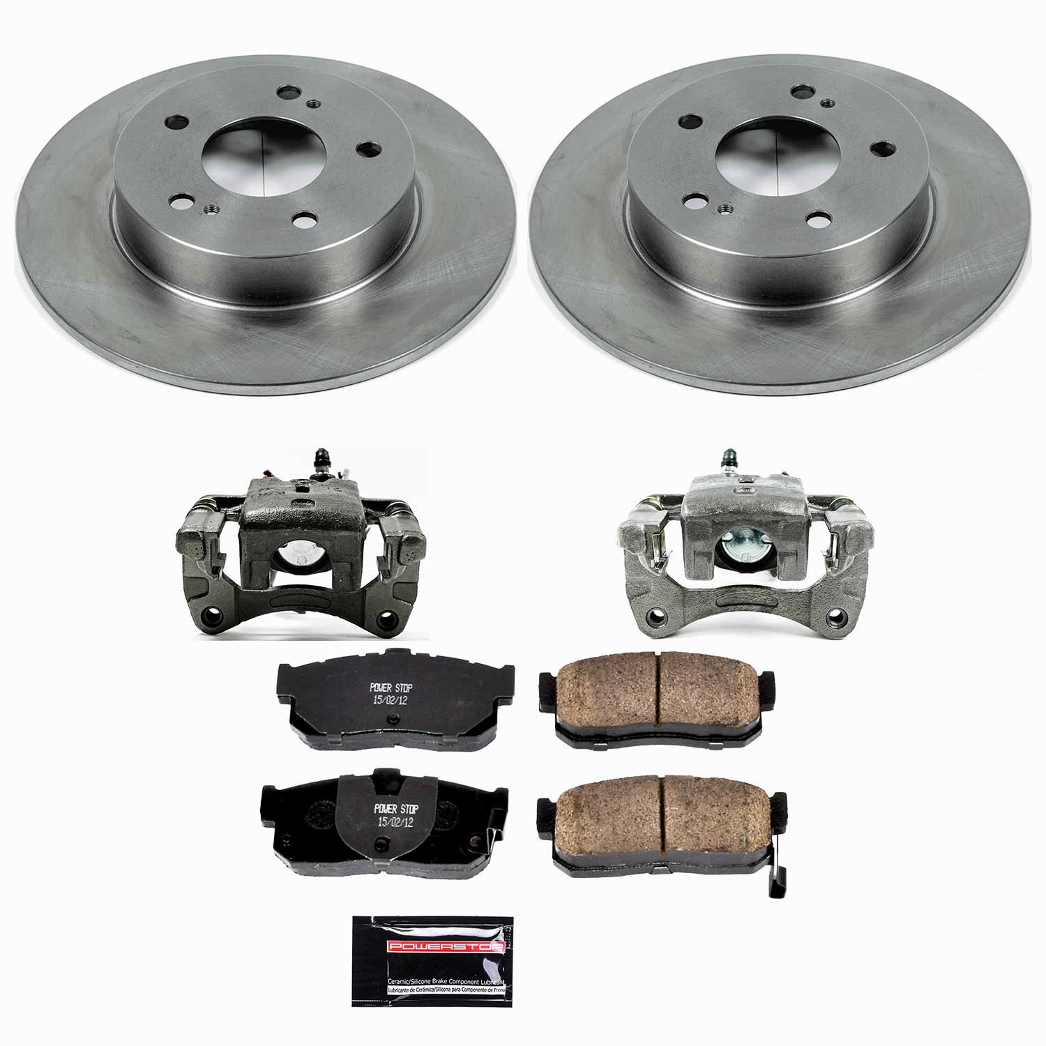 Power Stop - KCOE1168 - Rear - Disc Brake Pad/Caliper and Rotor Kit