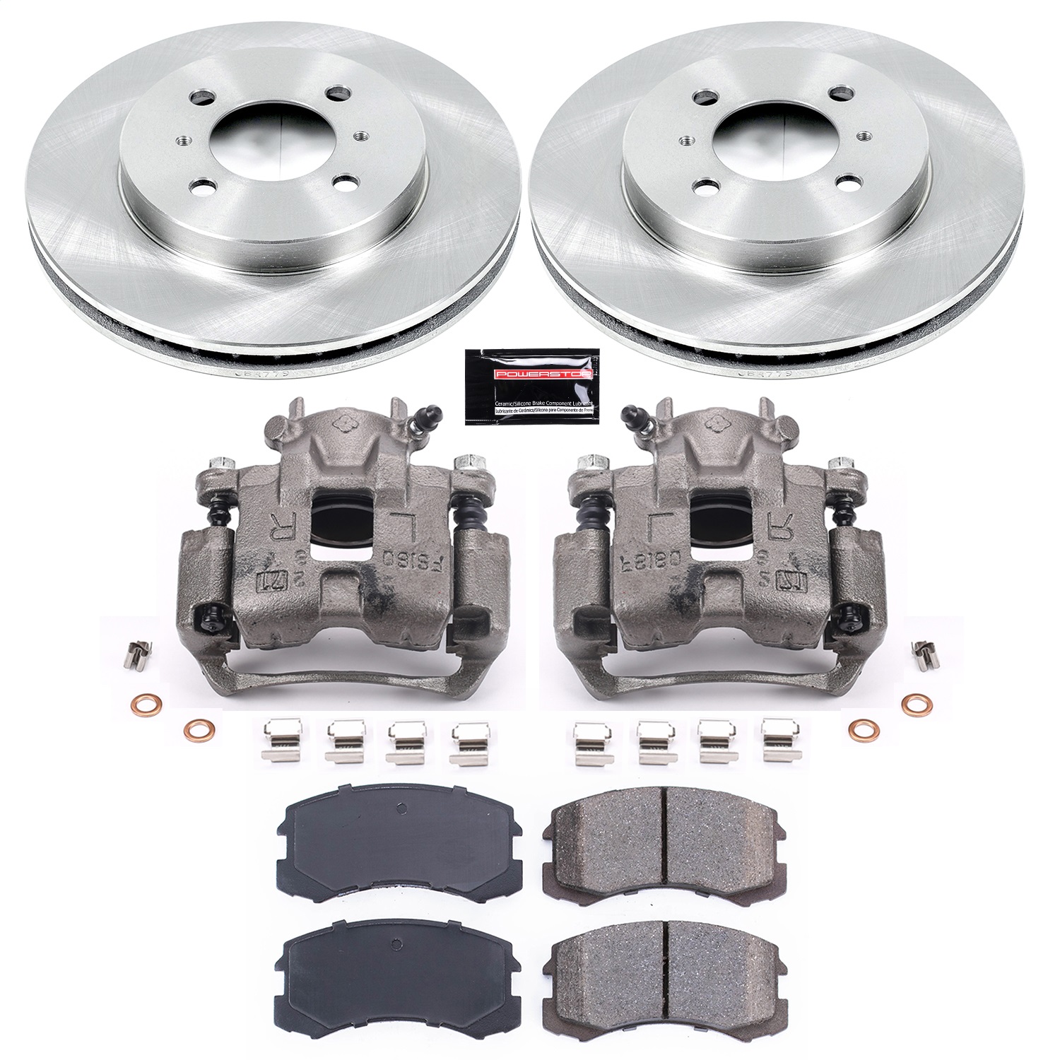 Power Stop - KCOE1215 - Front - Disc Brake Pad/Caliper and Rotor Kit