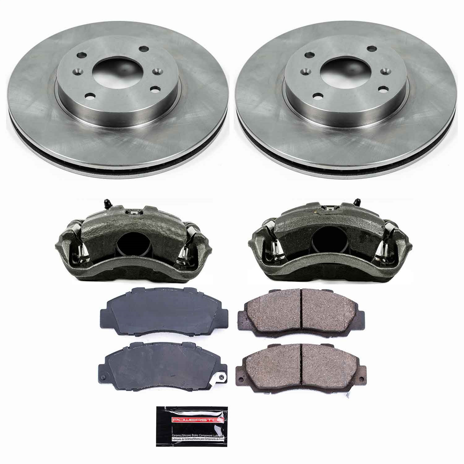 Power Stop - KCOE1237 - Front - Disc Brake Pad/Caliper and Rotor Kit