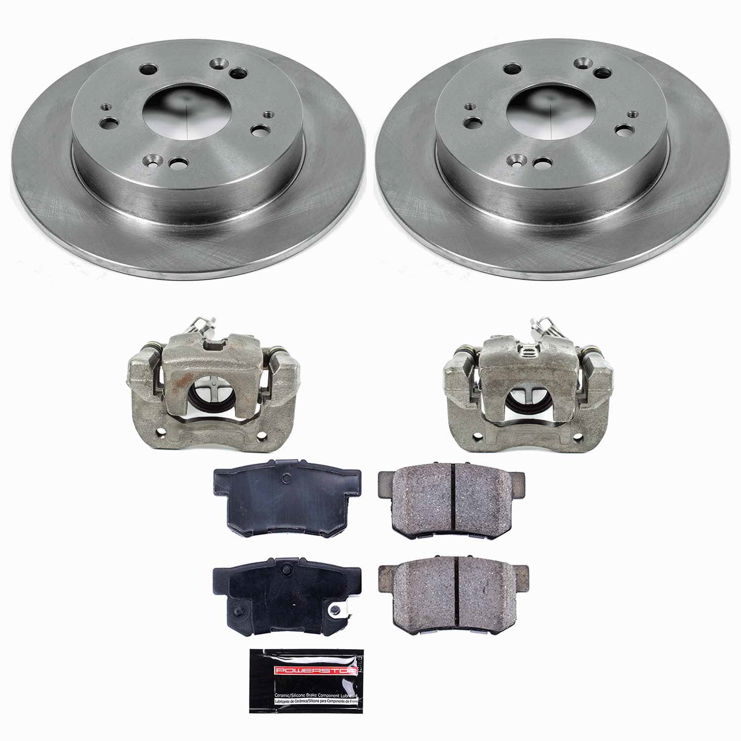 Power Stop - KCOE1243B - Rear - Disc Brake Pad/Caliper and Rotor Kit
