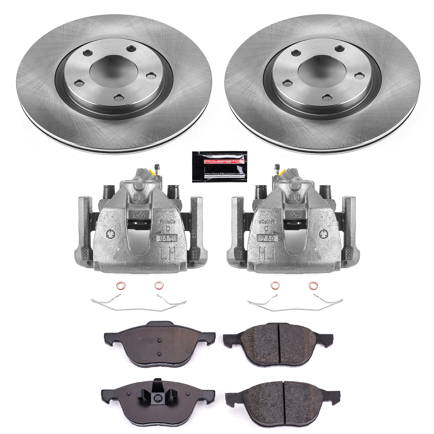 Power Stop - KCOE125C - Front - Disc Brake Pad/Caliper and Rotor Kit
