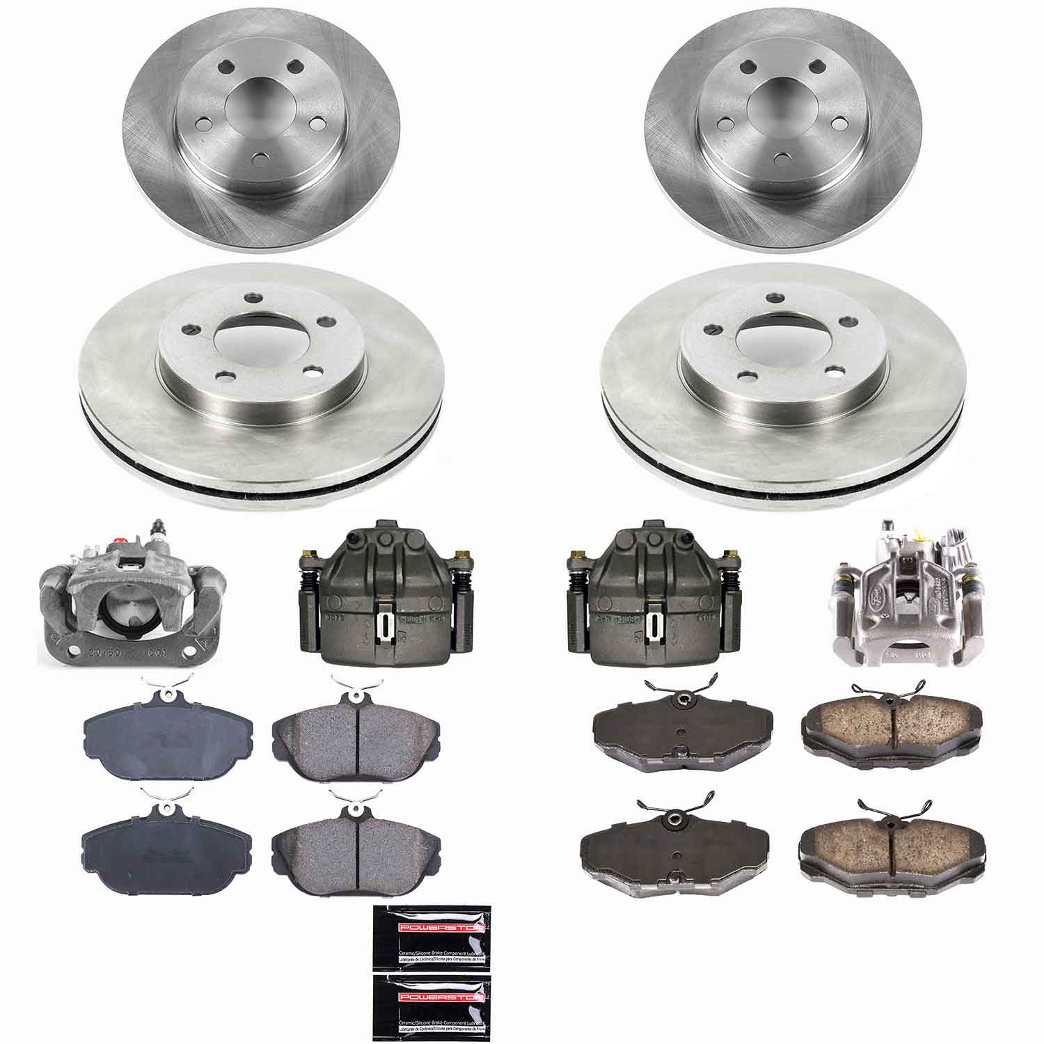 Power Stop - KCOE1328 - Front and Rear - Disc Brake Pad/Caliper and Rotor Kit