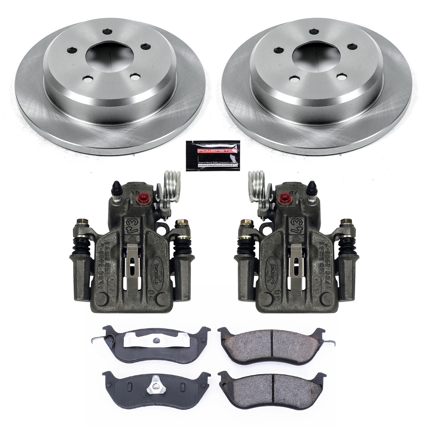 Power Stop - KCOE1331 - Rear - Disc Brake Pad/Caliper and Rotor Kit