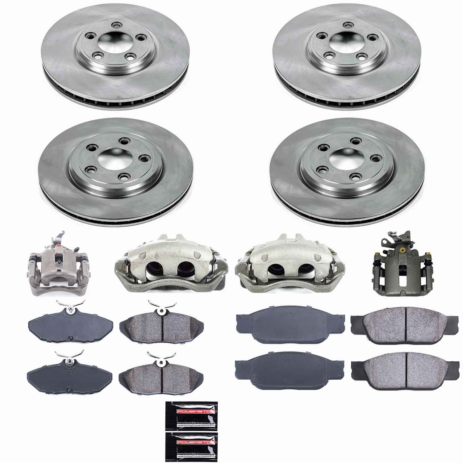 Power Stop - KCOE1352 - Front and Rear - Disc Brake Pad/Caliper and Rotor Kit