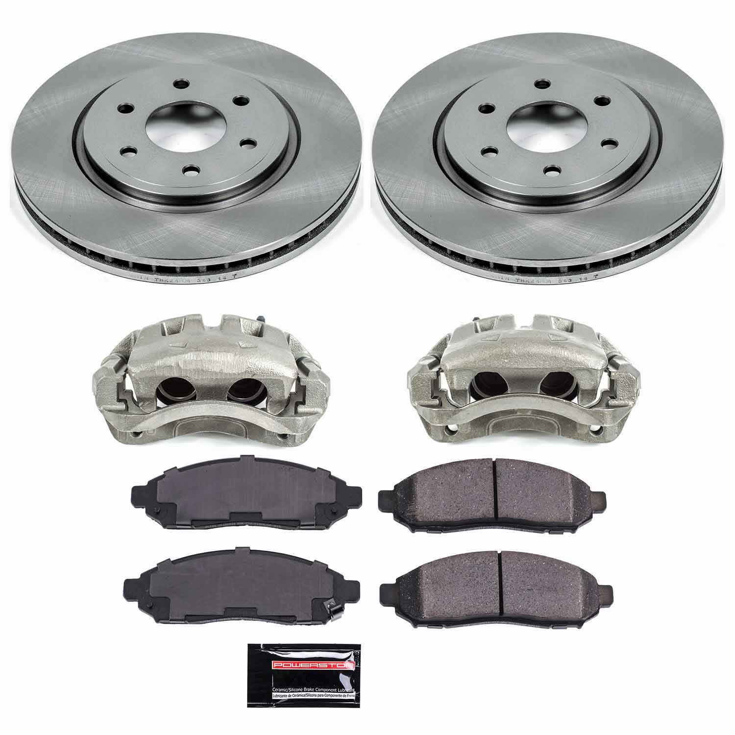 Power Stop - KCOE142 - Front - Disc Brake Pad/Caliper and Rotor Kit