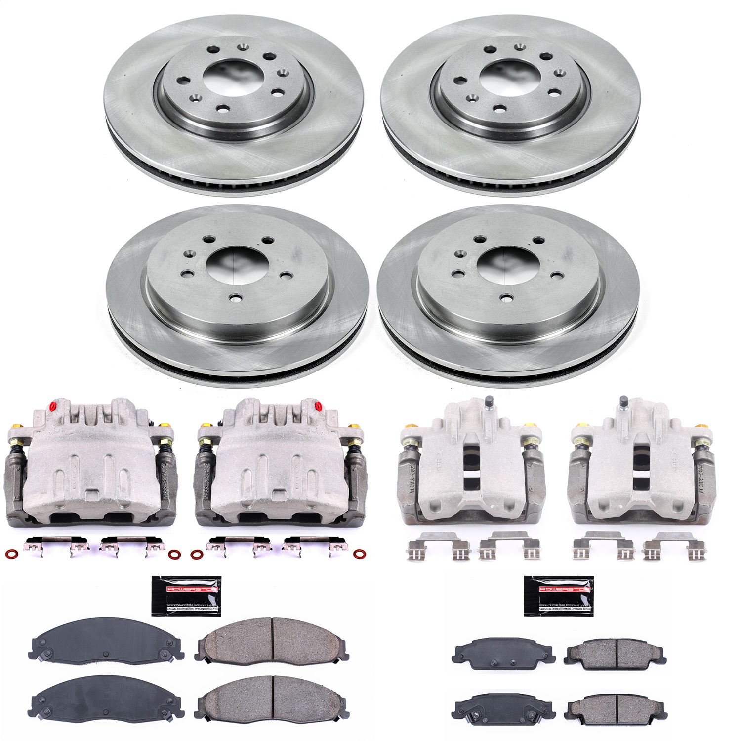 Power Stop - KCOE1424 - Front and Rear - Disc Brake Pad/Caliper and Rotor Kit
