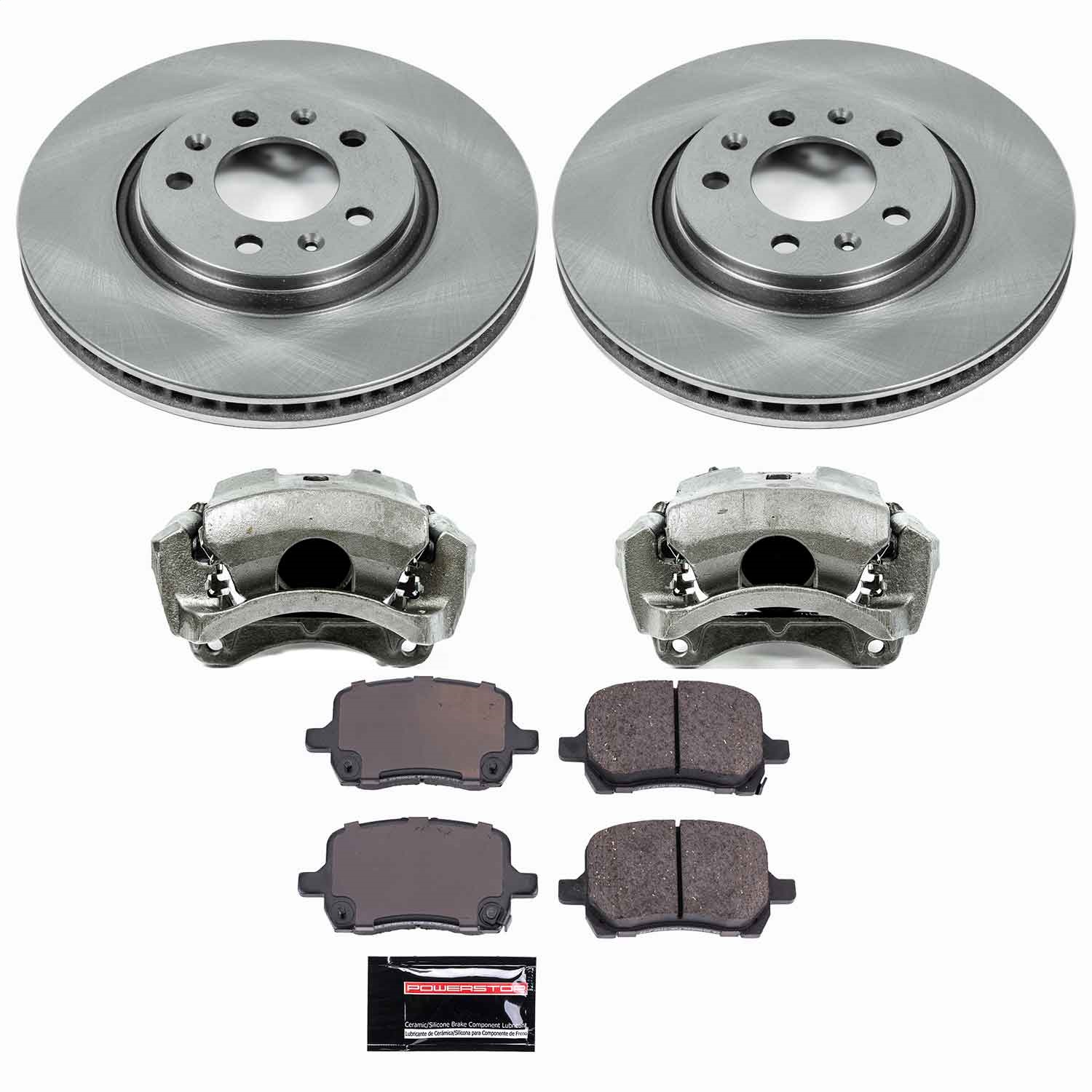 Power Stop - KCOE1433 - Front - Disc Brake Pad/Caliper and Rotor Kit