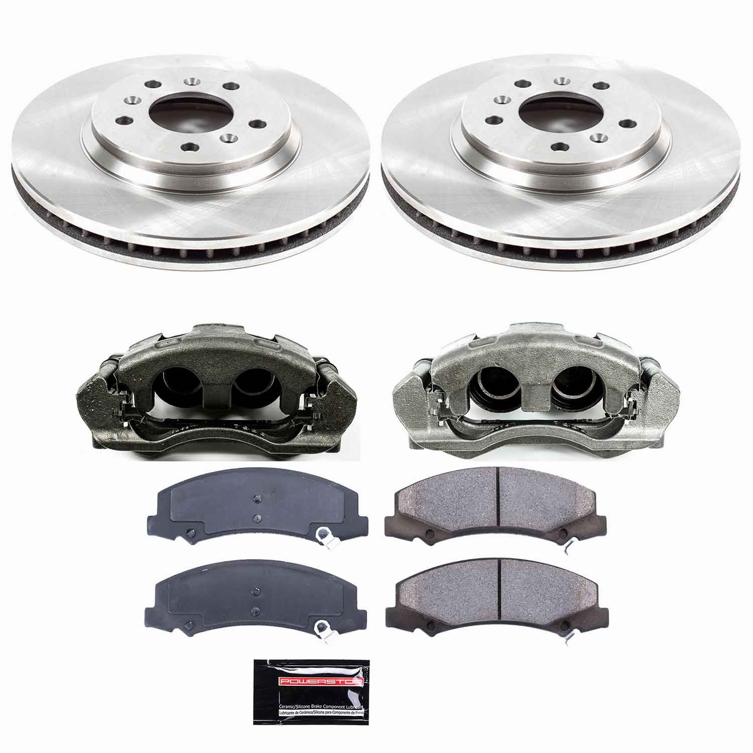 Power Stop - KCOE1437 - Front - Disc Brake Pad/Caliper and Rotor Kit