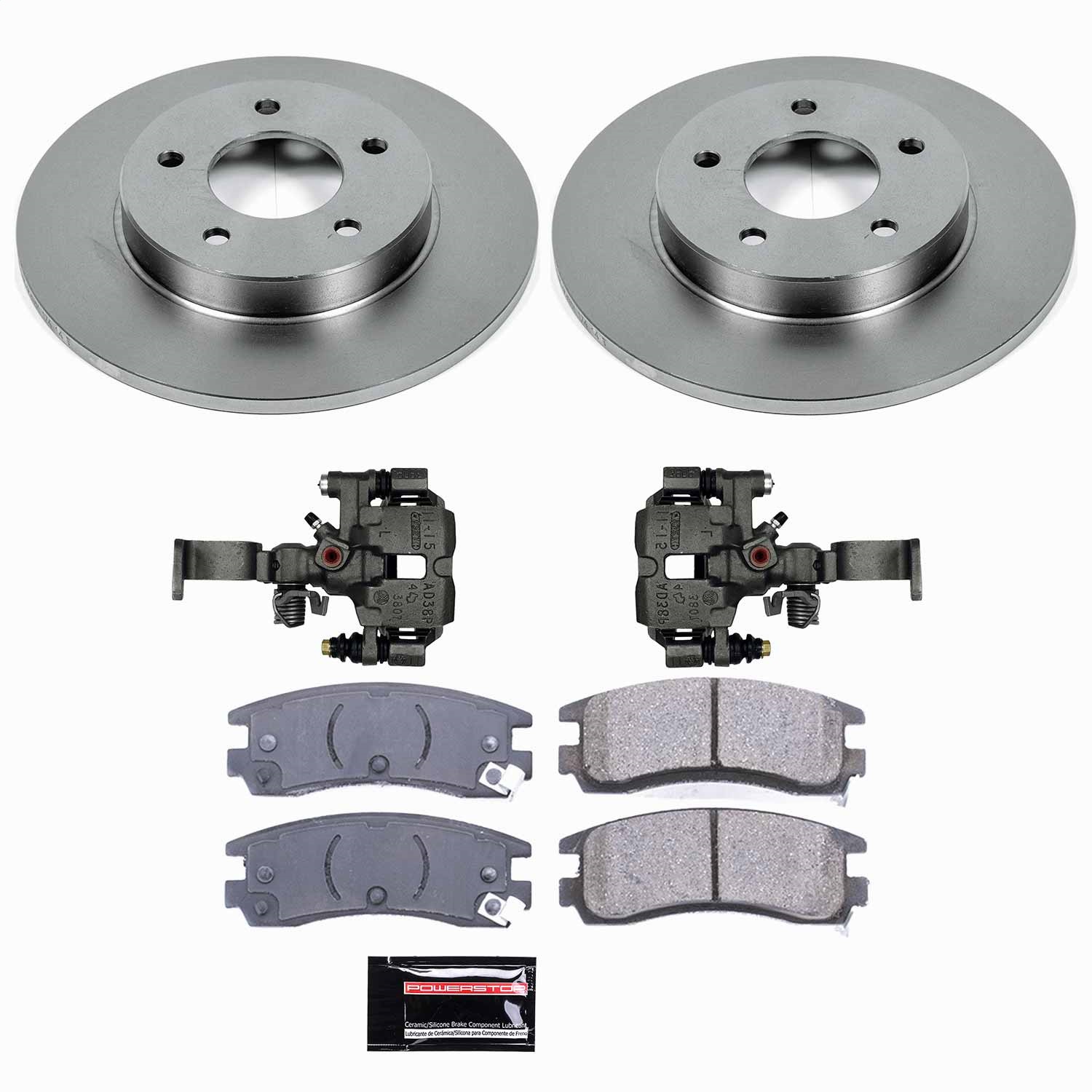 Power Stop - KCOE1526F - Rear - Disc Brake Pad/Caliper and Rotor Kit