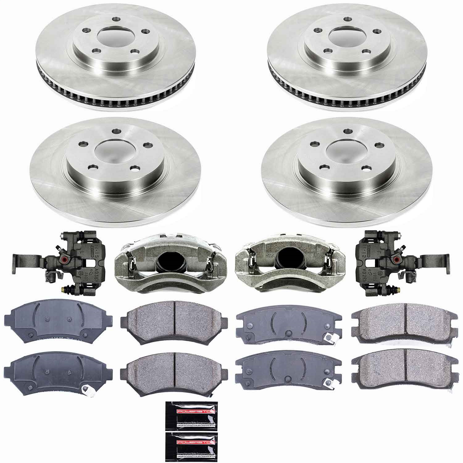 Power Stop - KCOE1545 - Front and Rear - Disc Brake Pad/Caliper and Rotor Kit