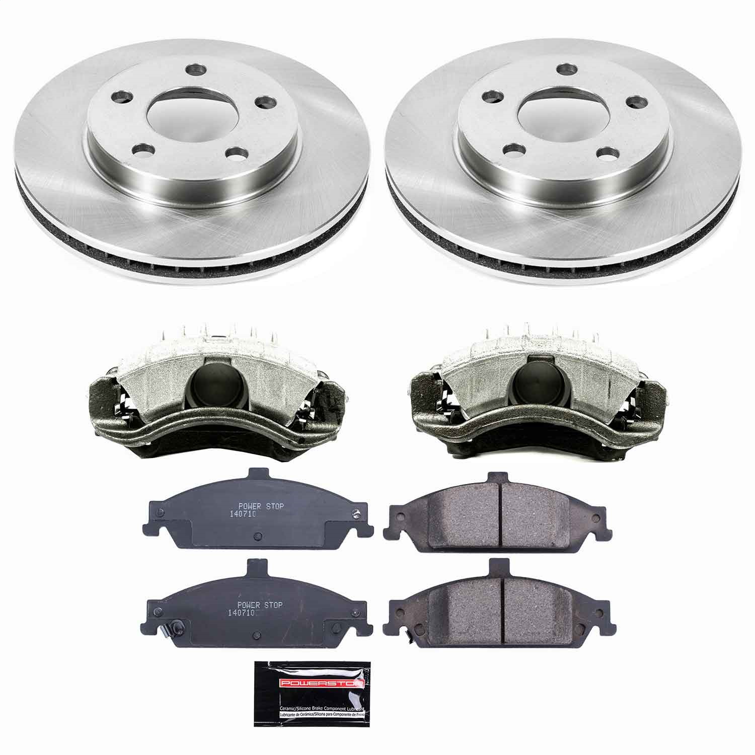 Power Stop - KCOE1551 - Front - Disc Brake Pad/Caliper and Rotor Kit