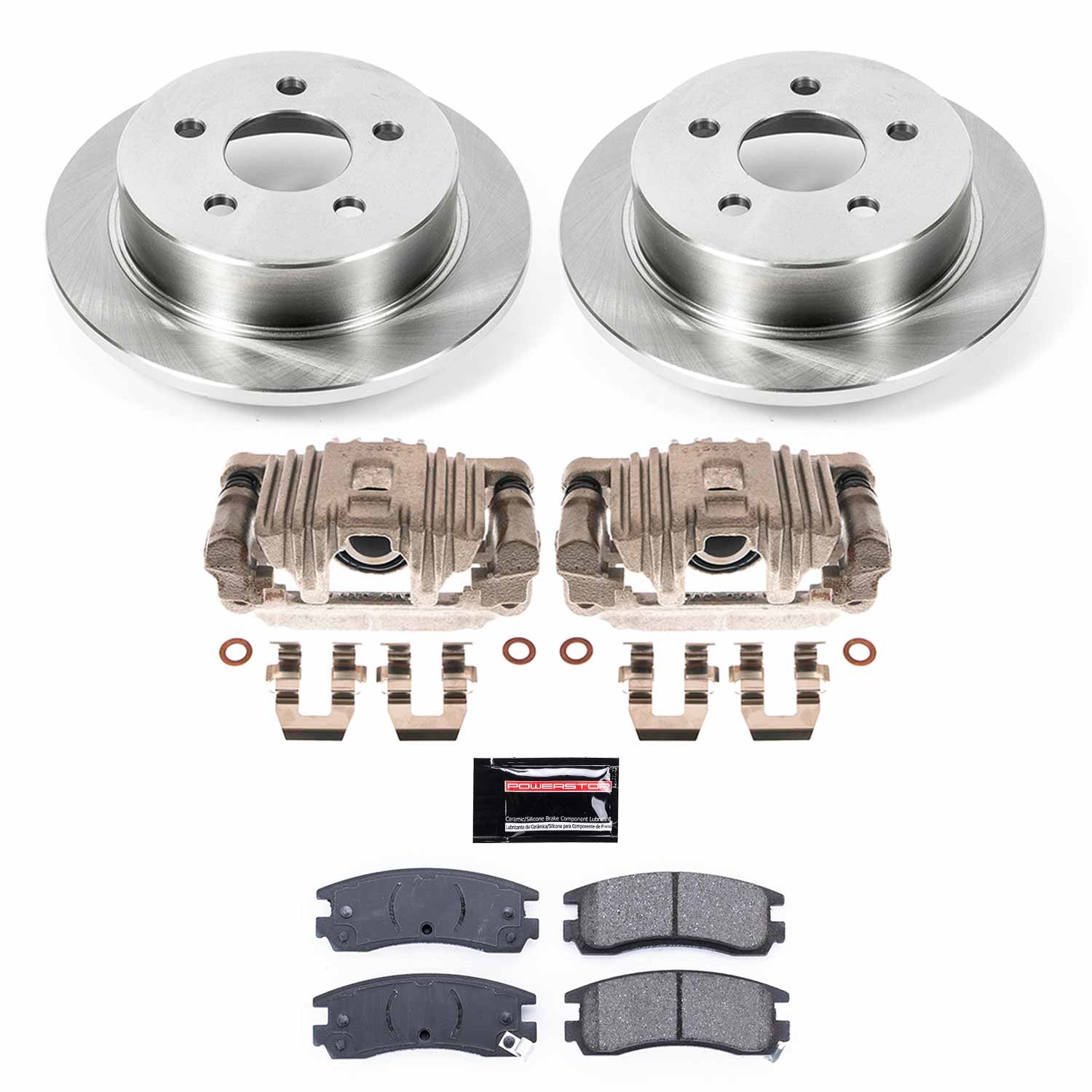 Power Stop - KCOE1558A - Rear - Disc Brake Pad/Caliper and Rotor Kit