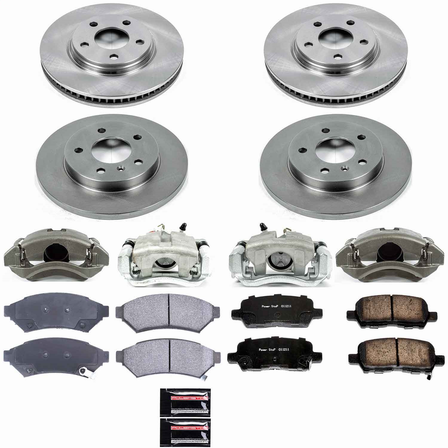 Power Stop - KCOE1589 - Front and Rear - Disc Brake Pad/Caliper and Rotor Kit