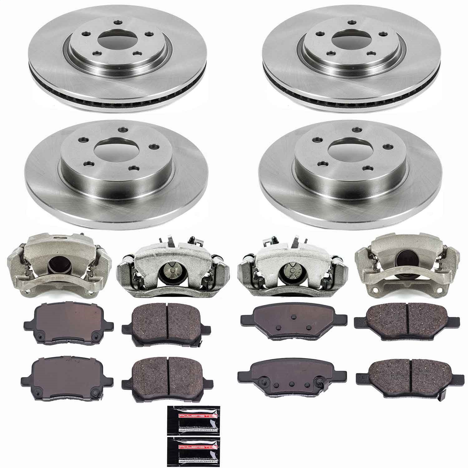 Power Stop - KCOE1612 - Front and Rear - Disc Brake Pad/Caliper and Rotor Kit