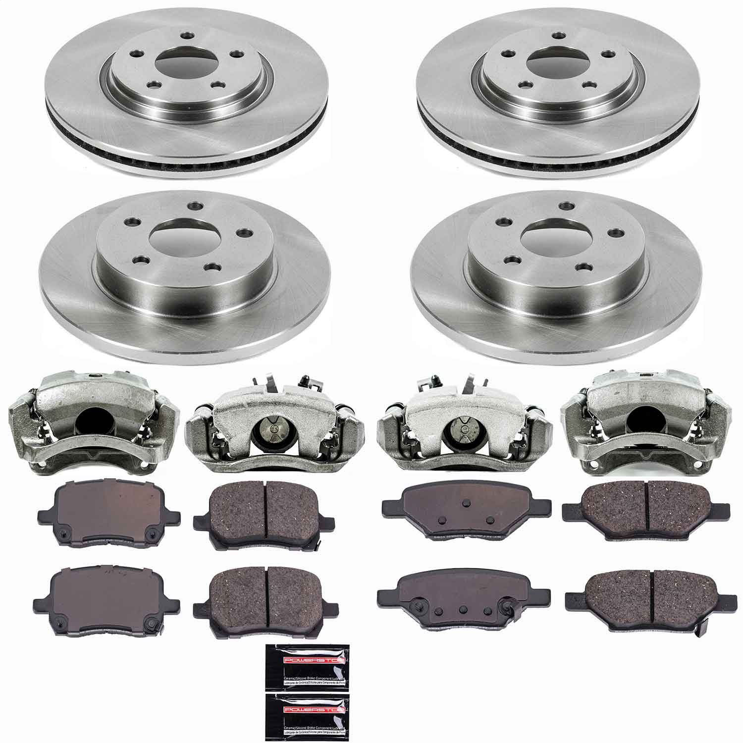 Power Stop - KCOE1612A - Front and Rear - Disc Brake Pad/Caliper and Rotor Kit