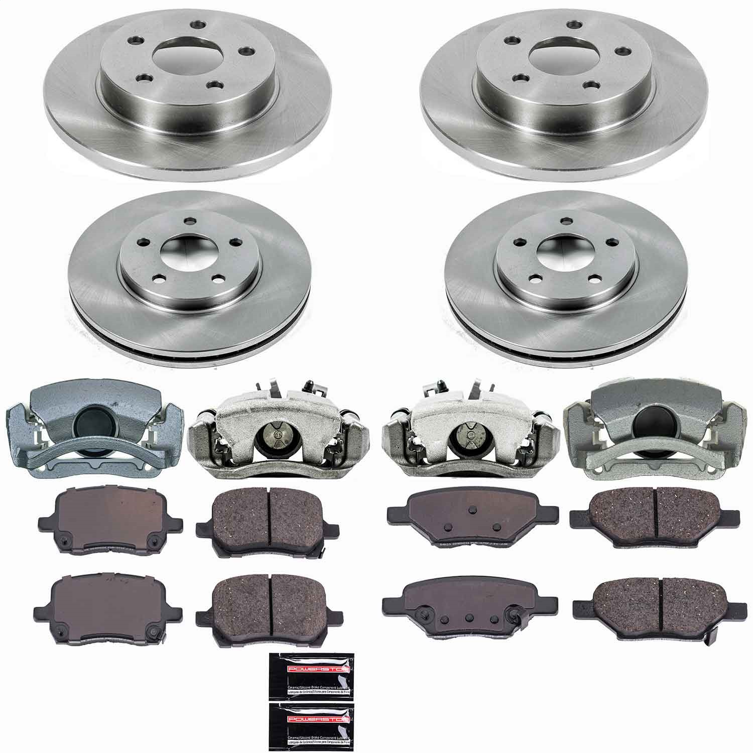 Power Stop - KCOE1618 - Front and Rear - Disc Brake Pad/Caliper and Rotor Kit