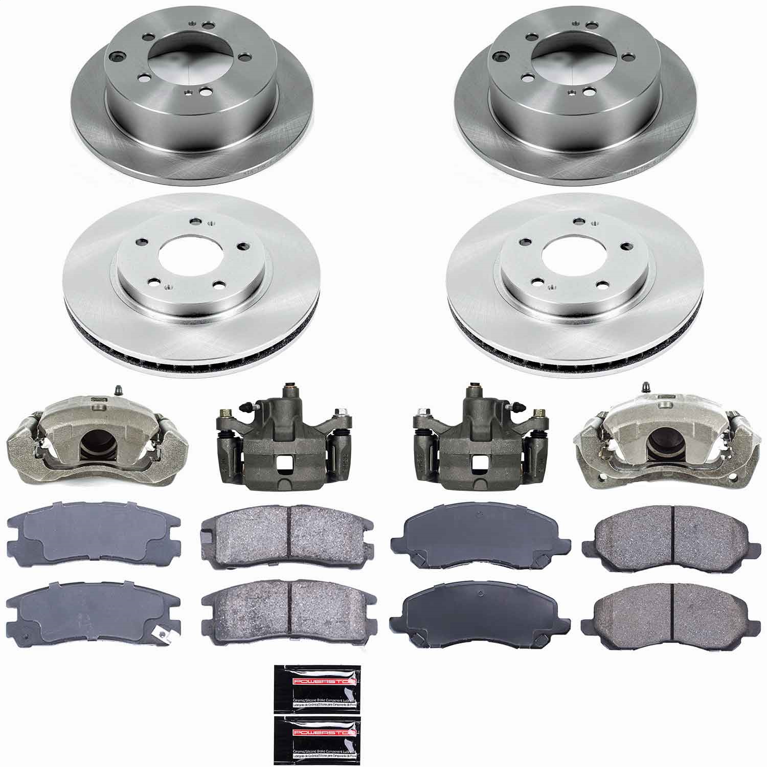 Power Stop - KCOE1683 - Front and Rear - Disc Brake Pad/Caliper and Rotor Kit