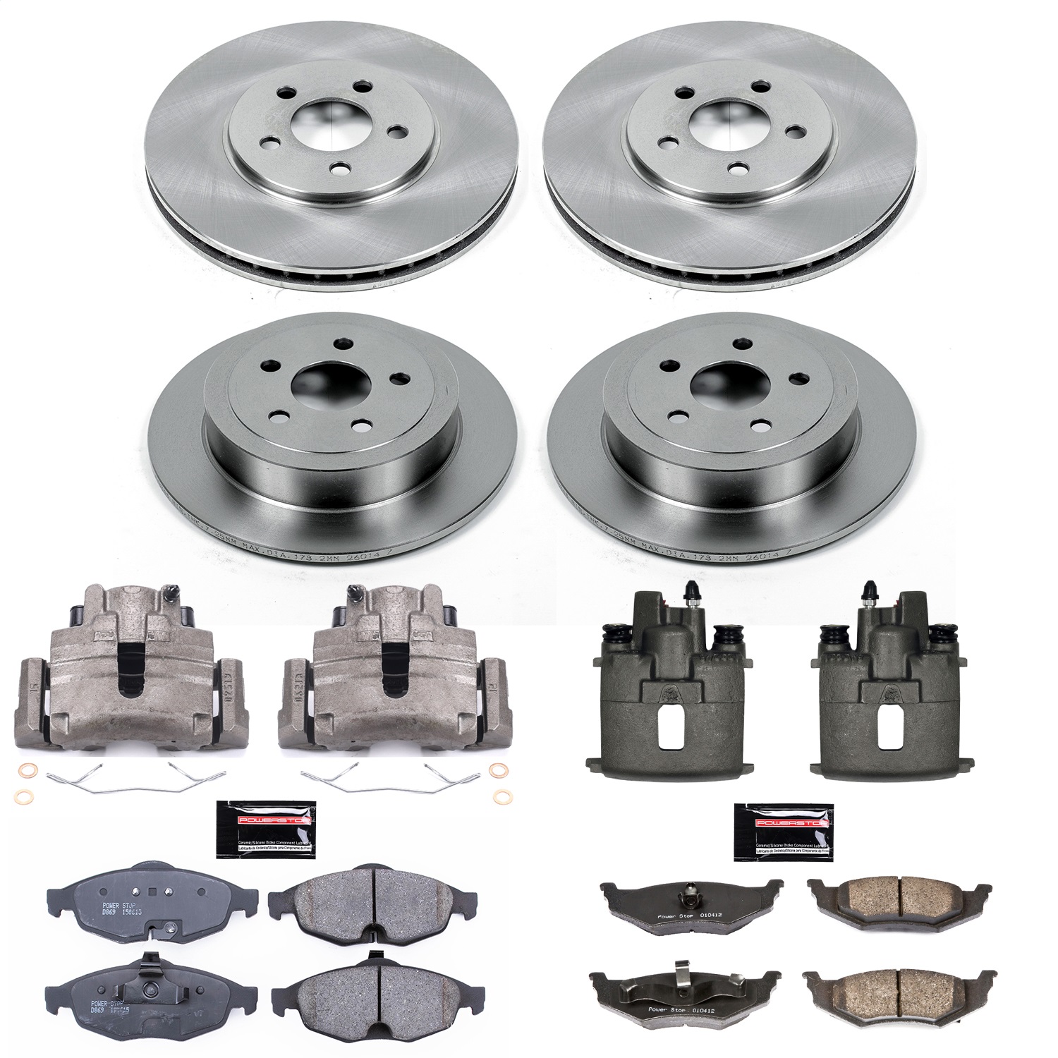 Power Stop - KCOE1685 - Front and Rear - Disc Brake Pad/Caliper and Rotor Kit
