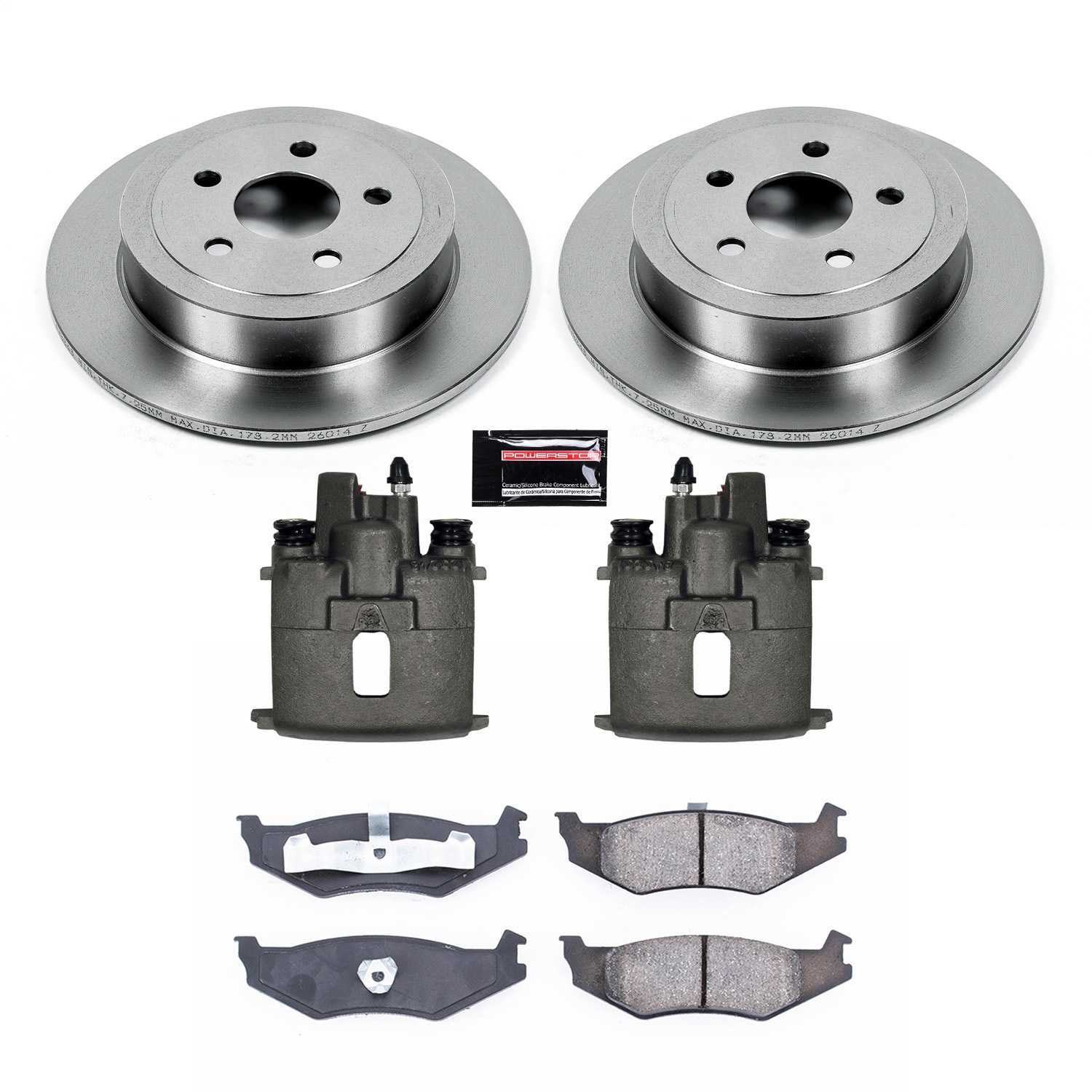 Power Stop - KCOE1687A - Rear - Disc Brake Pad/Caliper and Rotor Kit