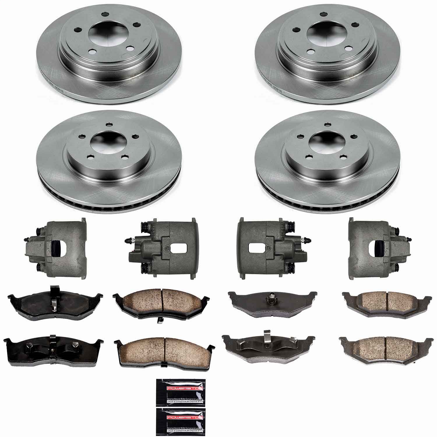 Power Stop - KCOE1693 - Front and Rear - Disc Brake Pad/Caliper and Rotor Kit