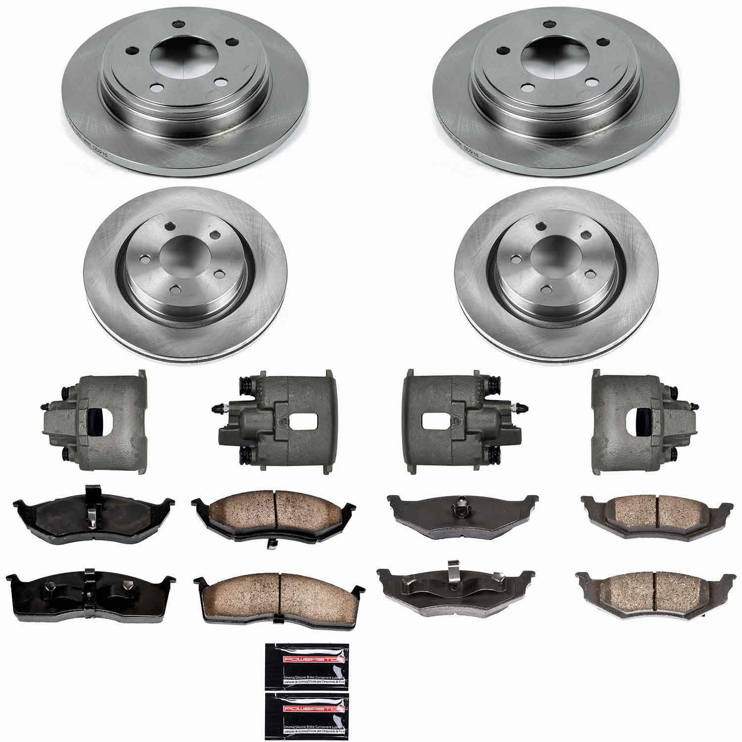 Power Stop - KCOE1701 - Front and Rear - Disc Brake Pad/Caliper and Rotor Kit