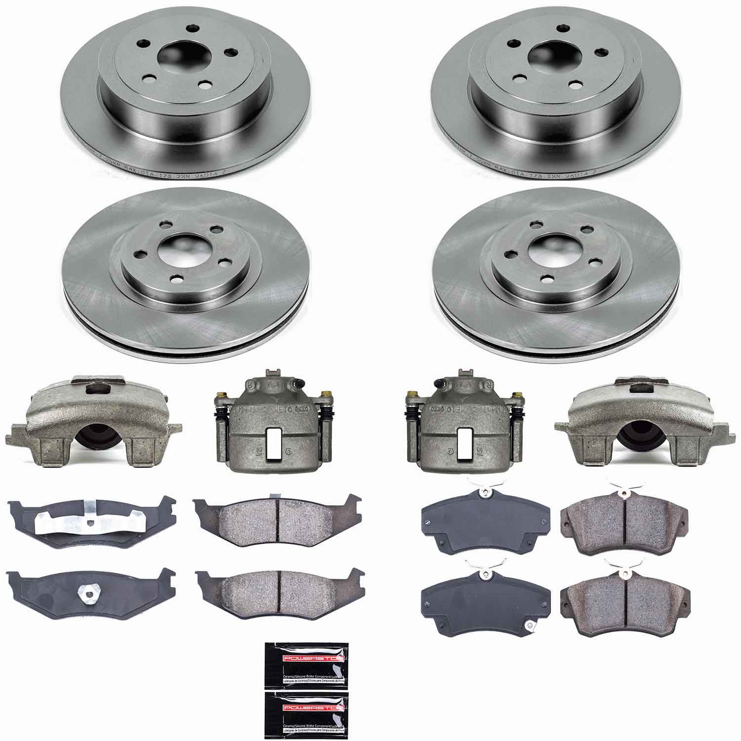 Power Stop - KCOE1705A - Front and Rear - Disc Brake Pad/Caliper and Rotor Kit
