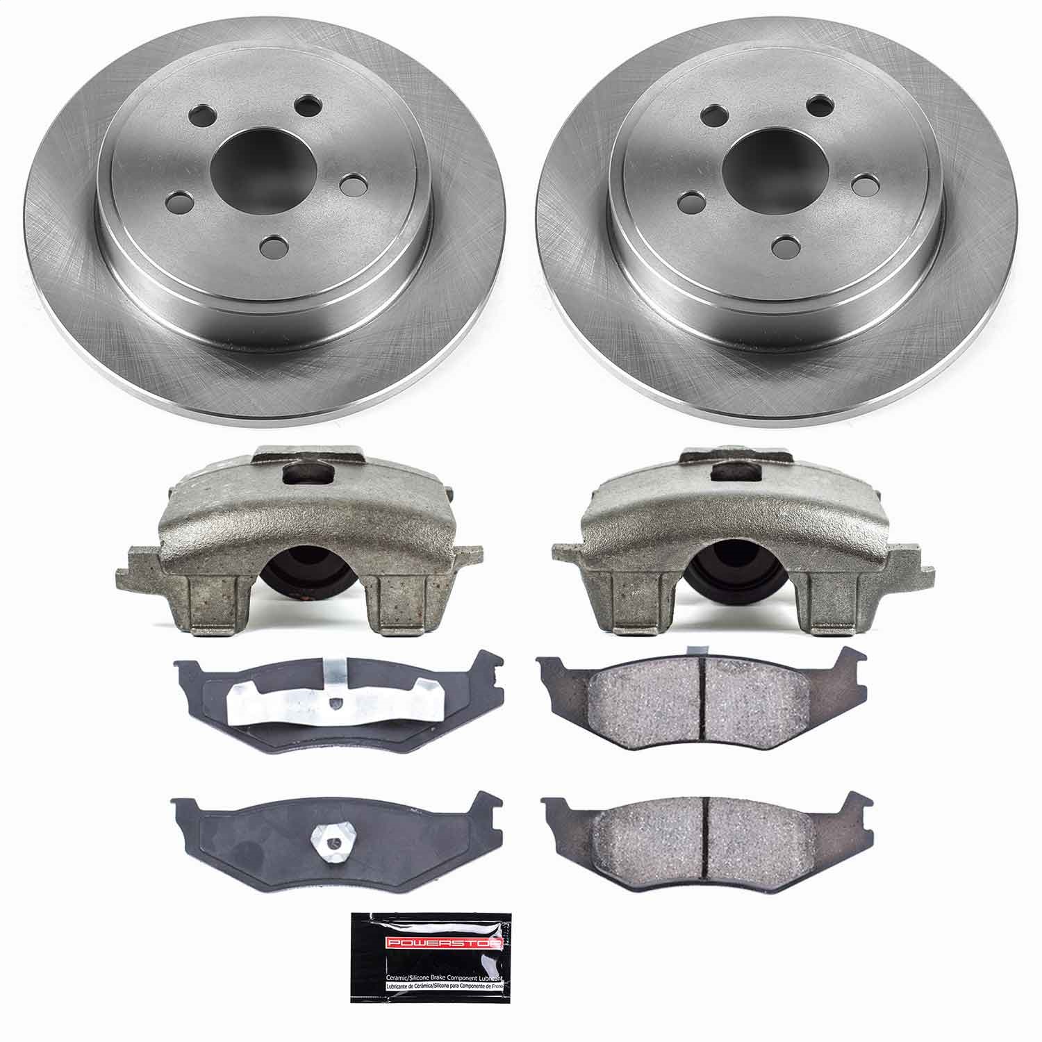 Power Stop - KCOE1709 - Rear - Disc Brake Pad/Caliper and Rotor Kit
