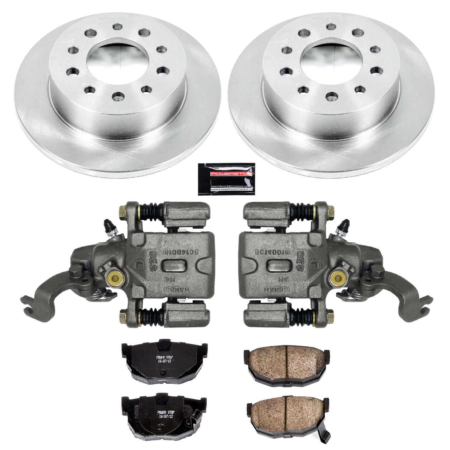 Power Stop - KCOE170A - Rear - Disc Brake Pad/Caliper and Rotor Kit