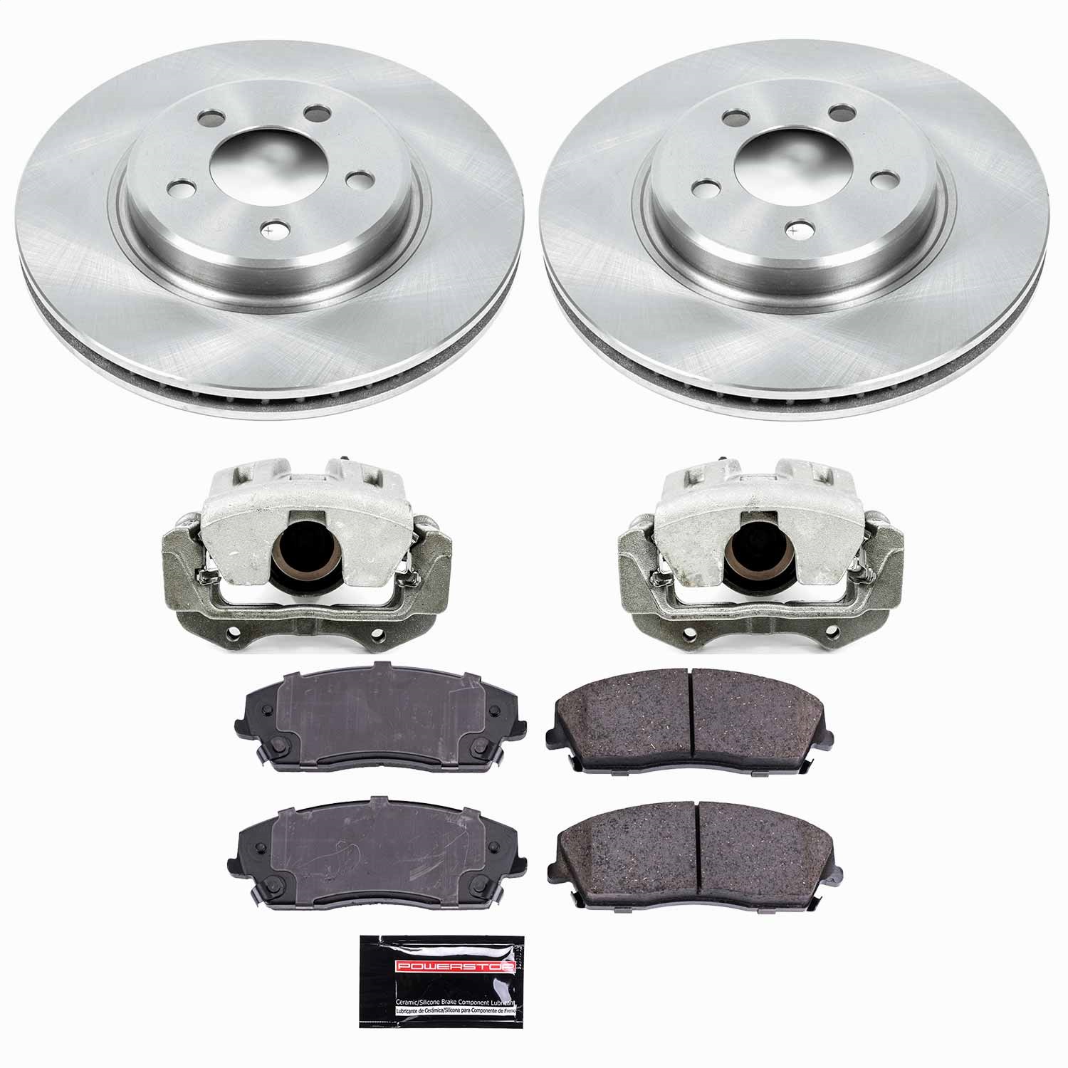Power Stop - KCOE1714 - Front - Disc Brake Pad/Caliper and Rotor Kit
