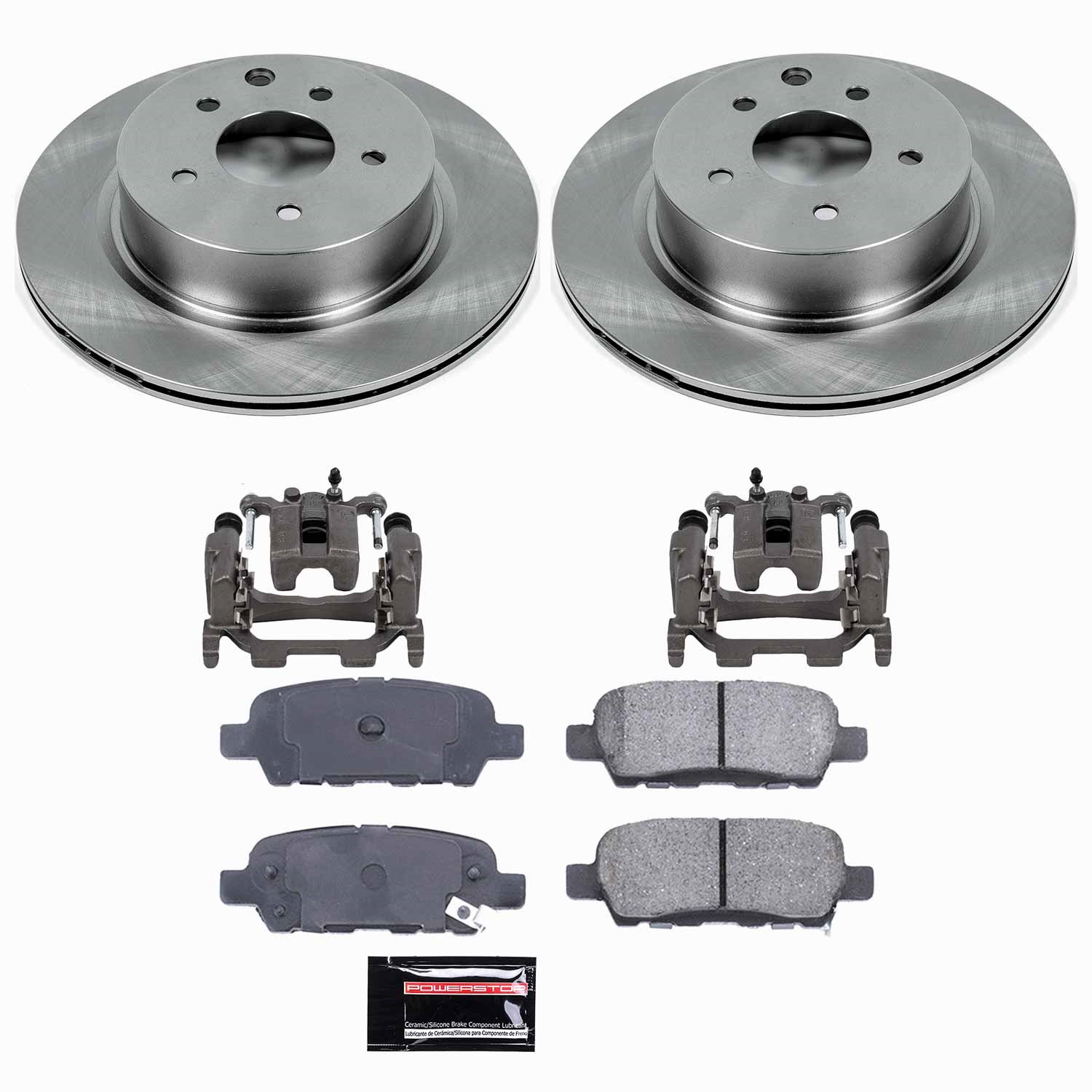 Power Stop - KCOE179A - Rear - Disc Brake Pad/Caliper and Rotor Kit