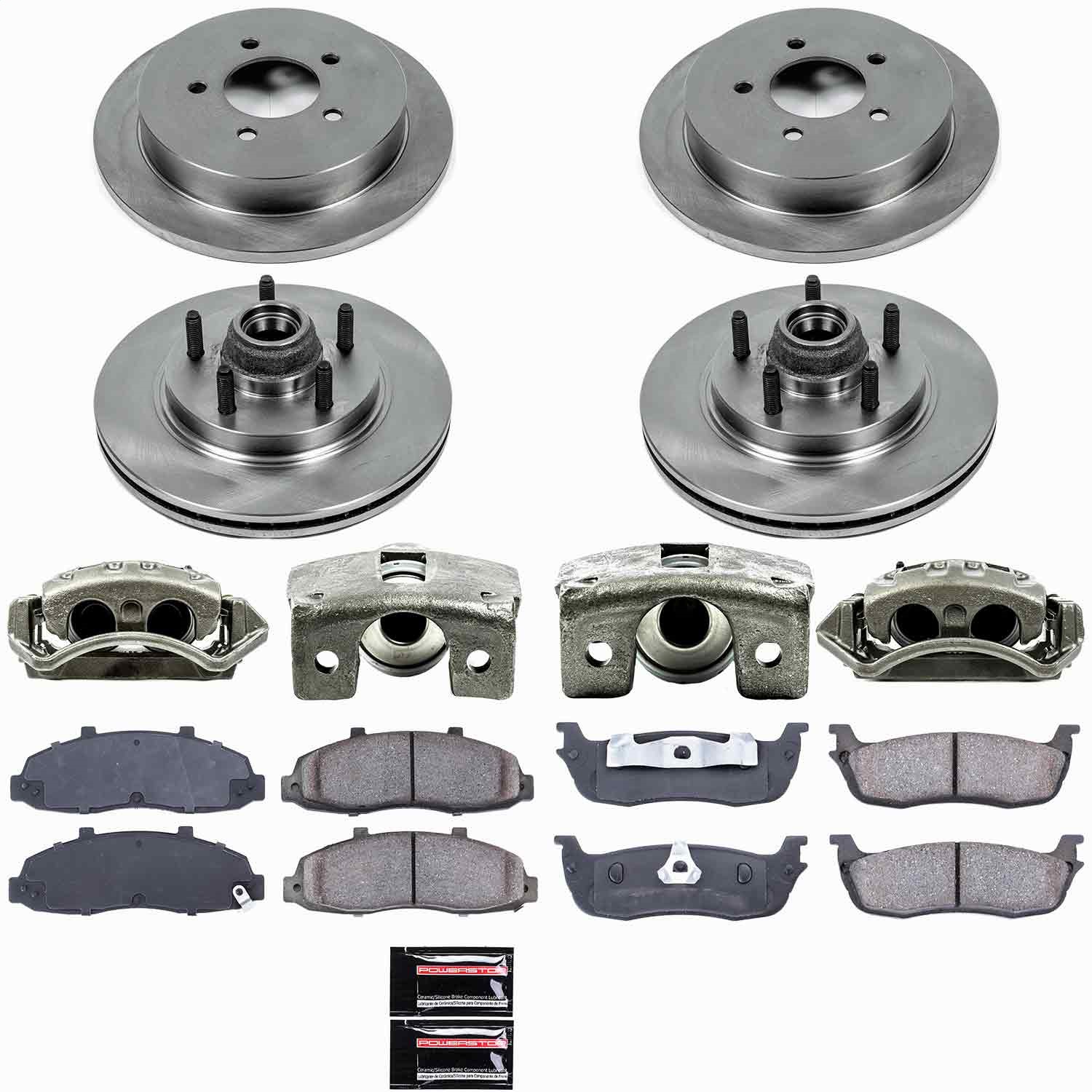 Power Stop - KCOE1915 - Front and Rear - Disc Brake Pad/Caliper and Rotor Kit