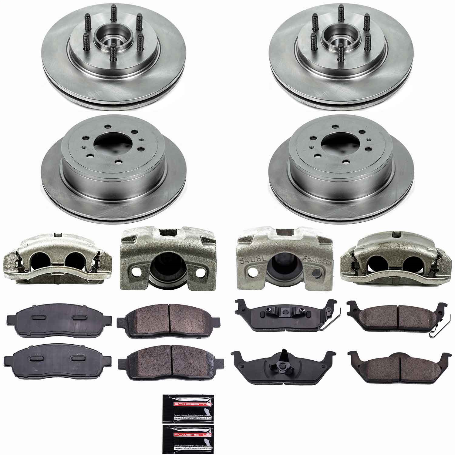Power Stop - KCOE1940A - Front and Rear - Disc Brake Pad/Caliper and Rotor Kit