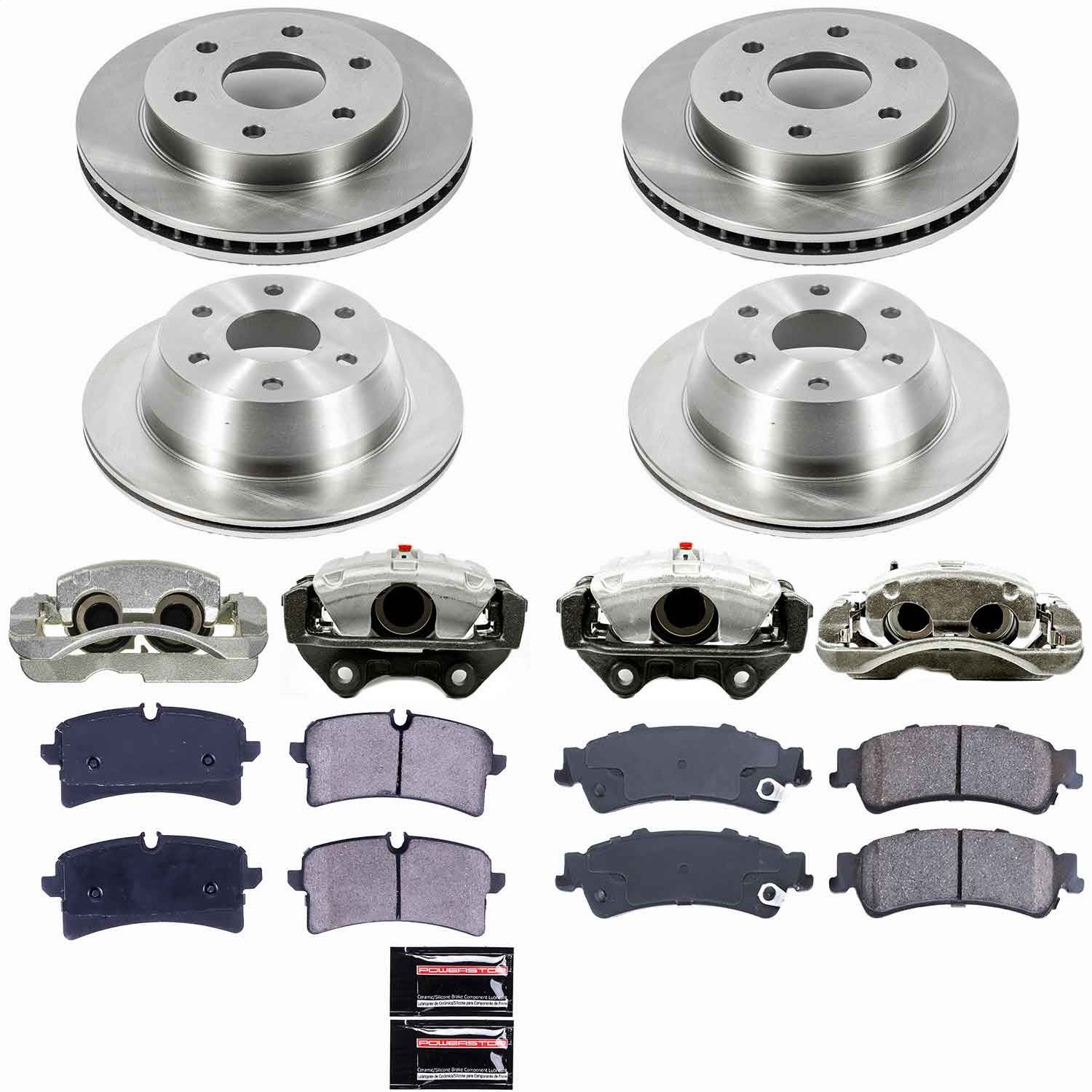 Power Stop - KCOE2010A - Front and Rear - Disc Brake Pad/Caliper and Rotor Kit