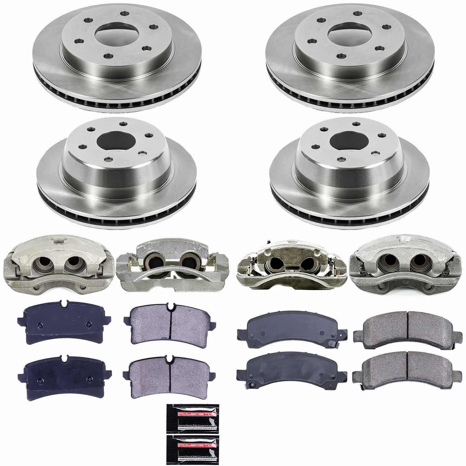 Power Stop - KCOE2016 - Front and Rear - Disc Brake Pad/Caliper and Rotor Kit