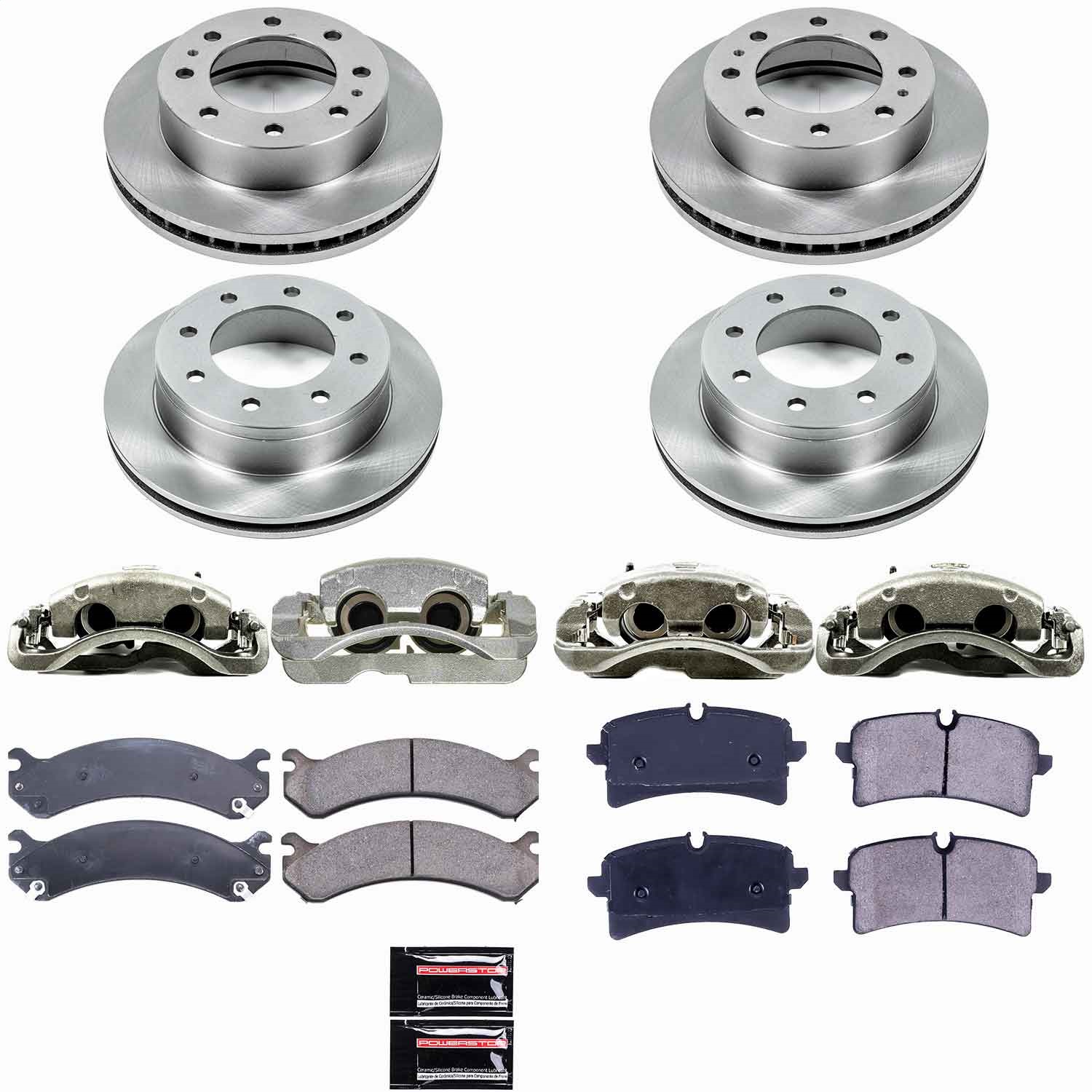 Power Stop - KCOE2023A - Front and Rear - Disc Brake Pad/Caliper and Rotor Kit