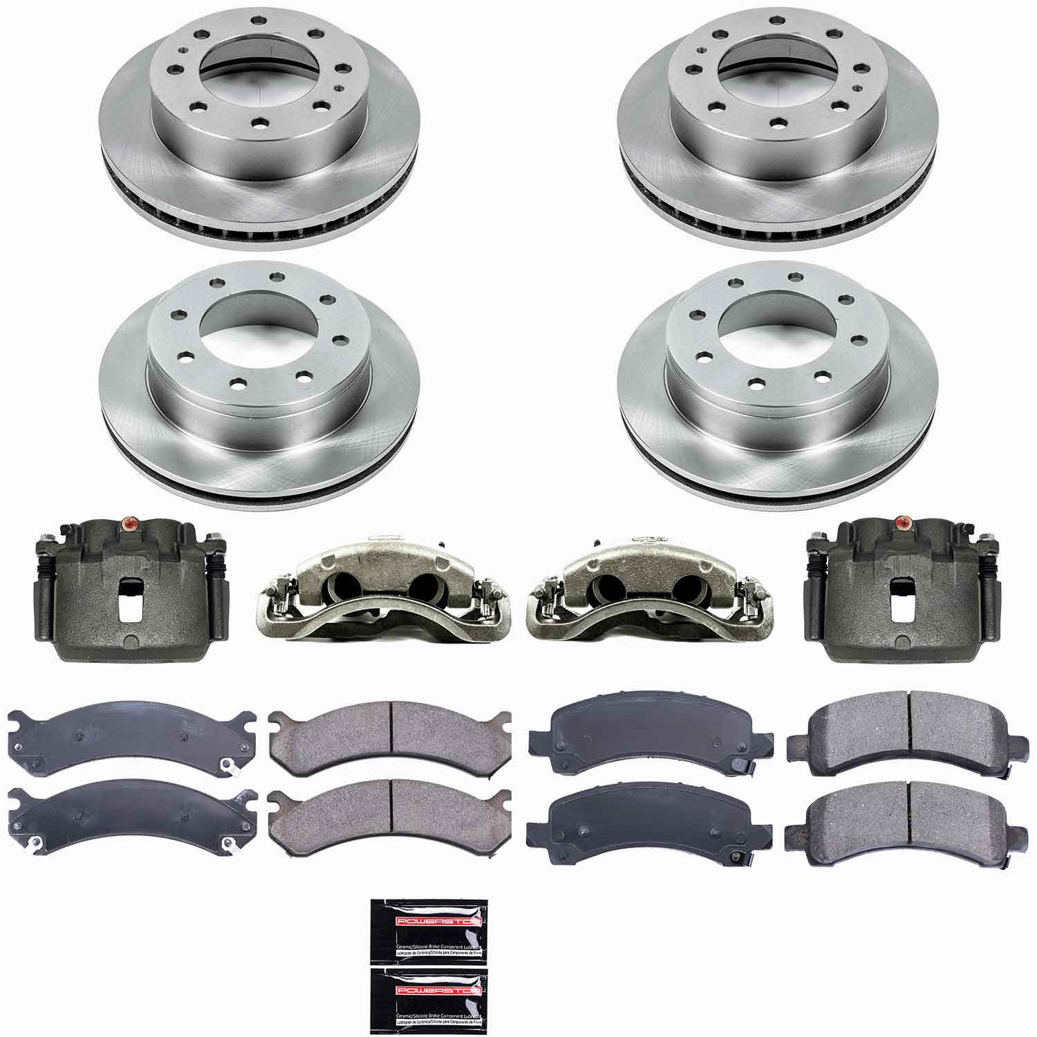 Power Stop - KCOE2025 - Front and Rear - Disc Brake Pad/Caliper and Rotor Kit