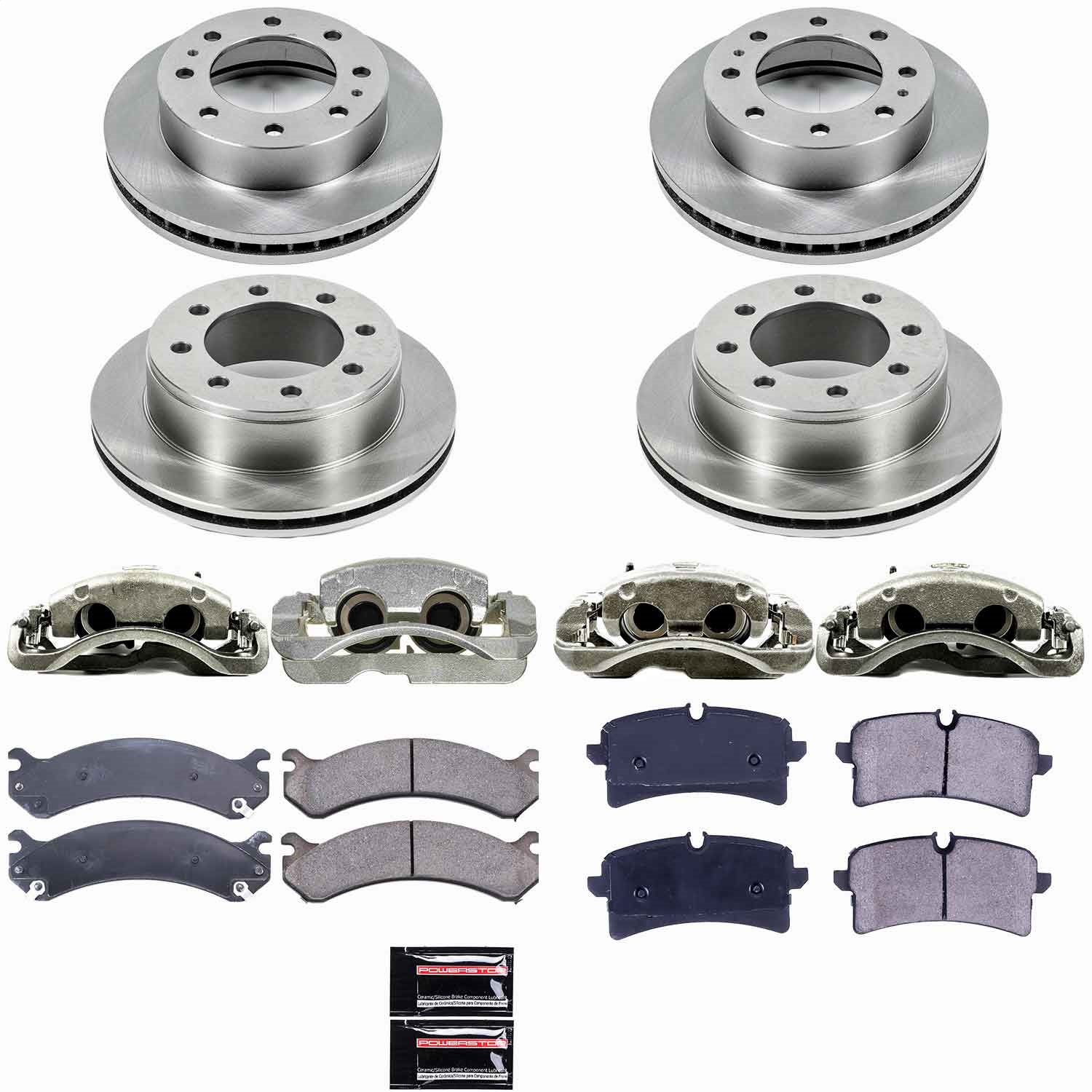 Power Stop - KCOE2027 - Front and Rear - Disc Brake Pad/Caliper and Rotor Kit