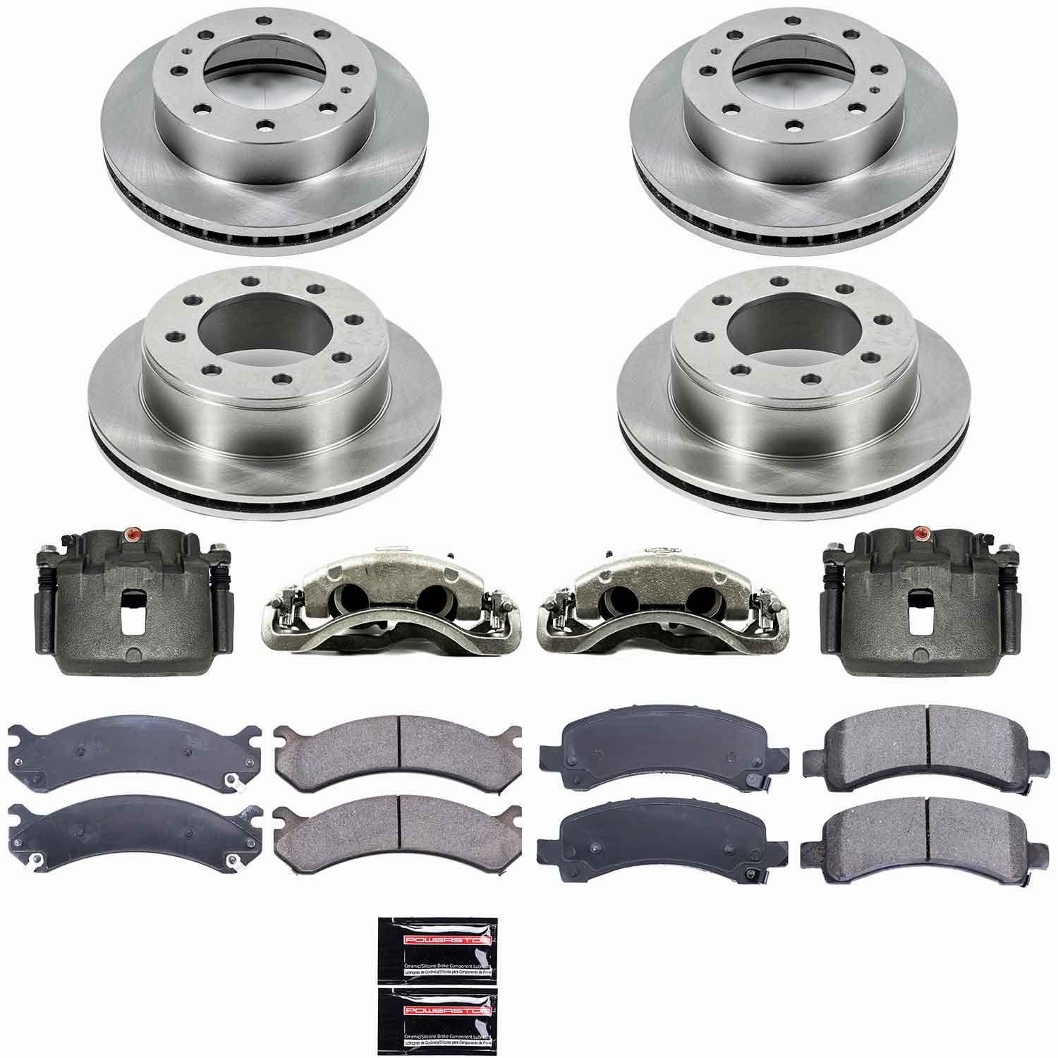 Power Stop - KCOE2029 - Front and Rear - Disc Brake Pad/Caliper and Rotor Kit