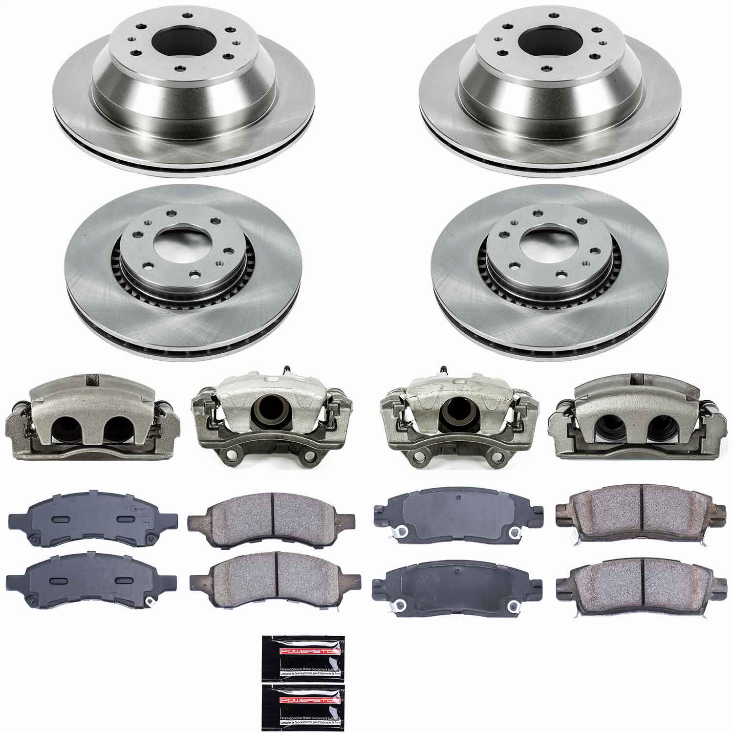 Power Stop - KCOE2060 - Front and Rear - Disc Brake Pad/Caliper and Rotor Kit