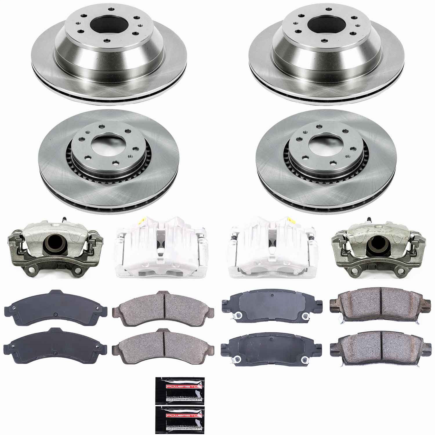 Power Stop - KCOE2062 - Front and Rear - Disc Brake Pad/Caliper and Rotor Kit