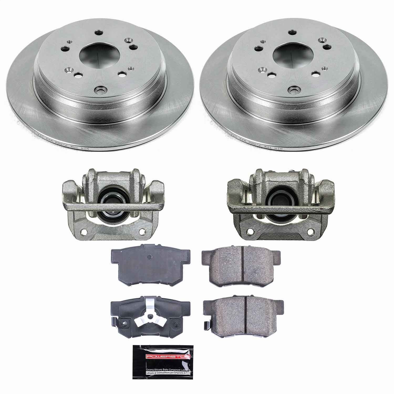 Power Stop - KCOE206A - Rear - Disc Brake Pad/Caliper and Rotor Kit