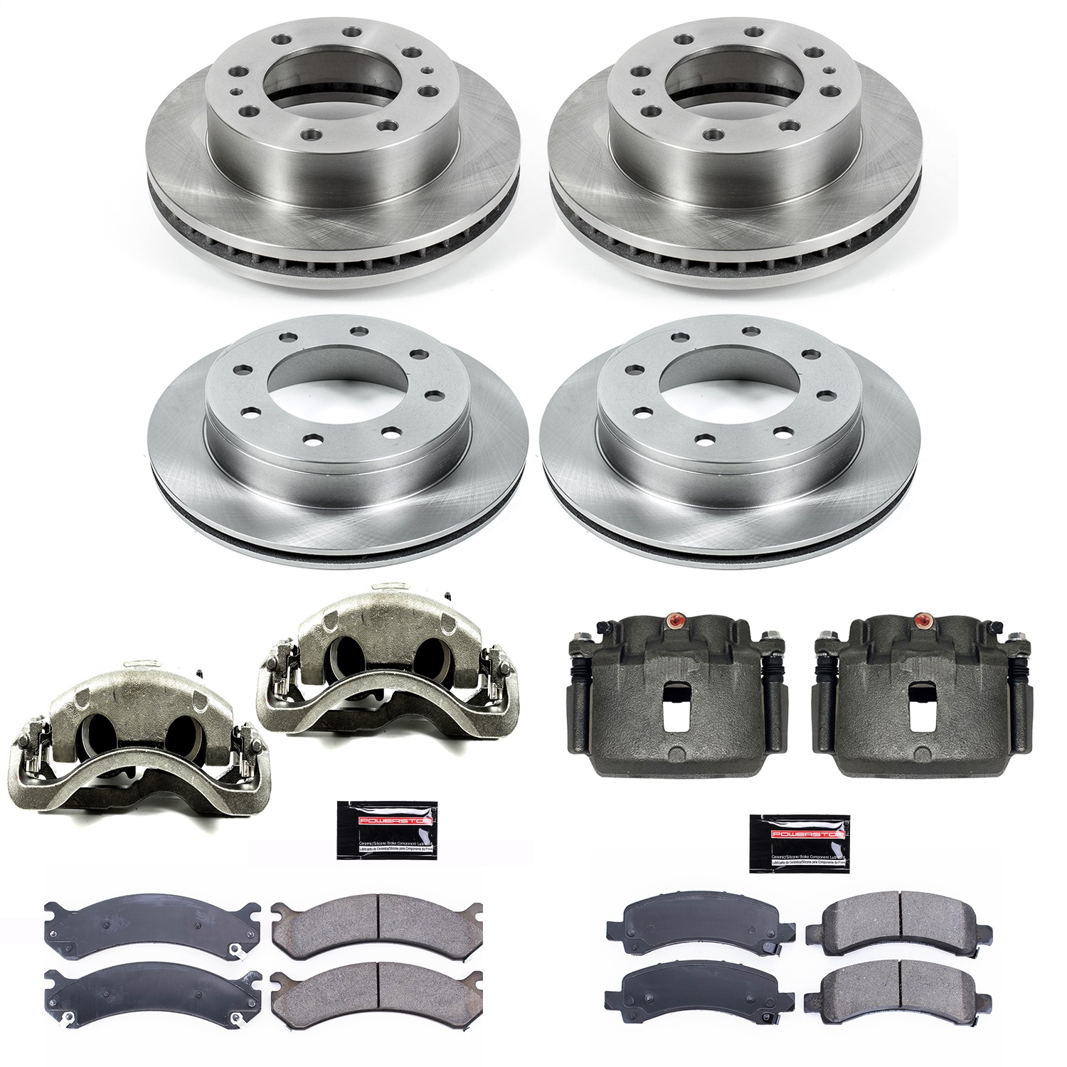 Power Stop - KCOE2072 - Front and Rear - Disc Brake Pad/Caliper and Rotor Kit