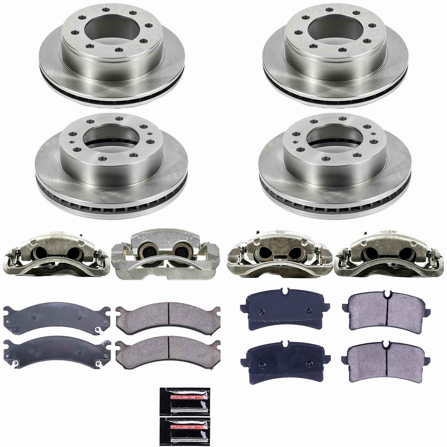 Power Stop - KCOE2073 - Front and Rear - Disc Brake Pad/Caliper and Rotor Kit
