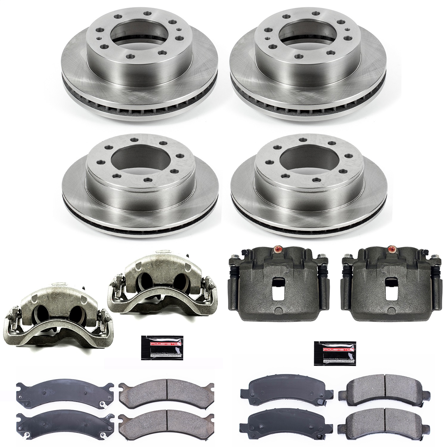 Power Stop - KCOE2074 - Front and Rear - Disc Brake Pad/Caliper and Rotor Kit