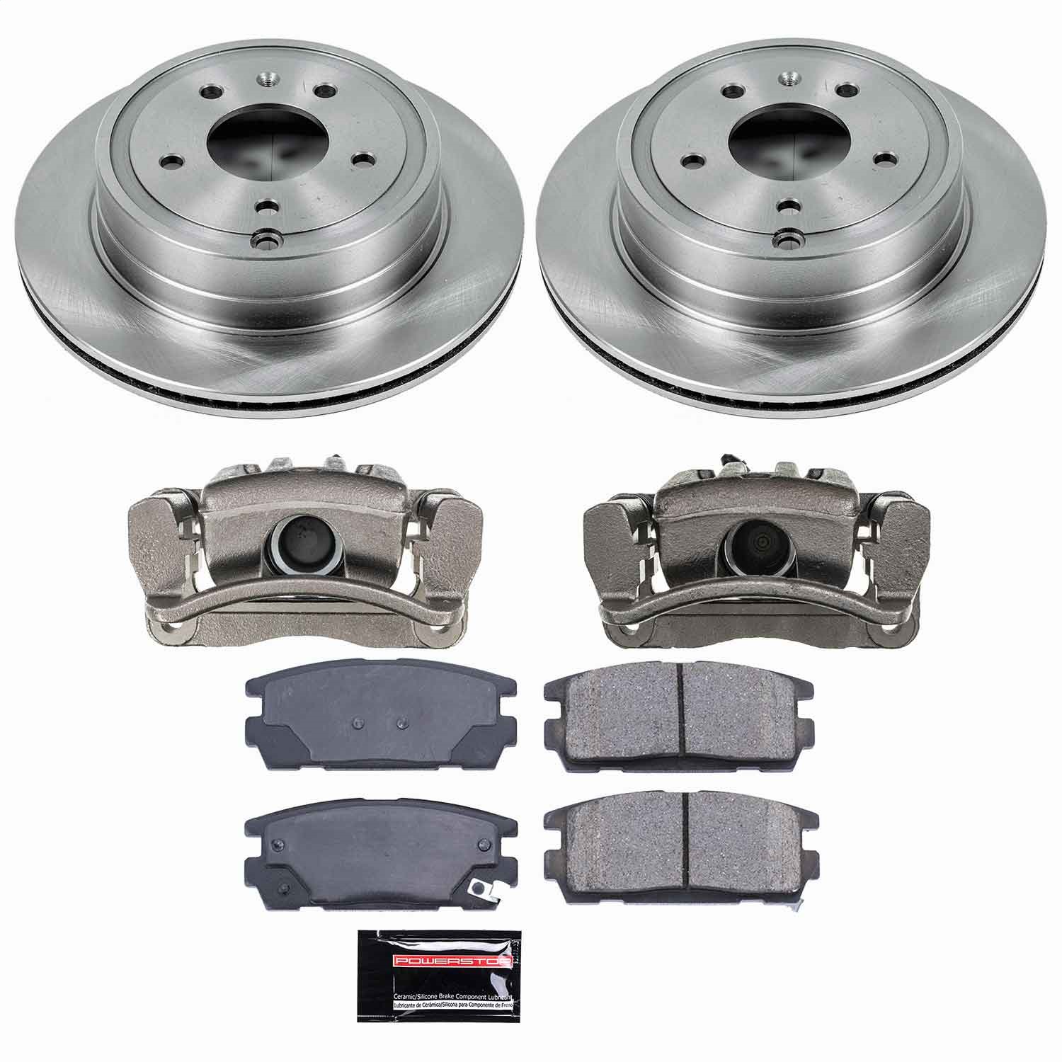 Power Stop - KCOE2092 - Rear - Disc Brake Pad/Caliper and Rotor Kit